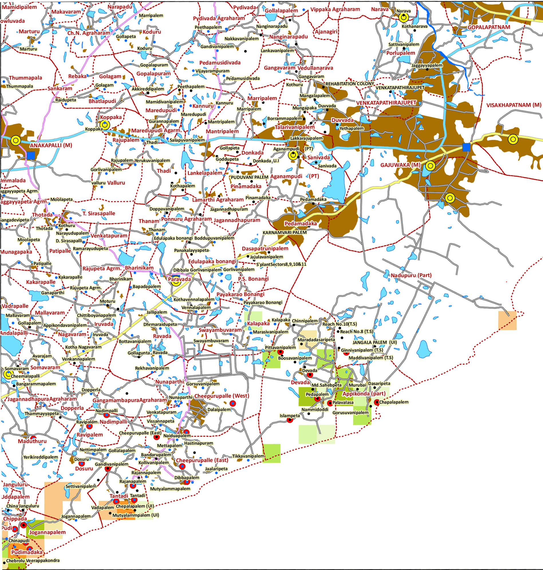 Storm surge inundation map for cyclone with wind speed 